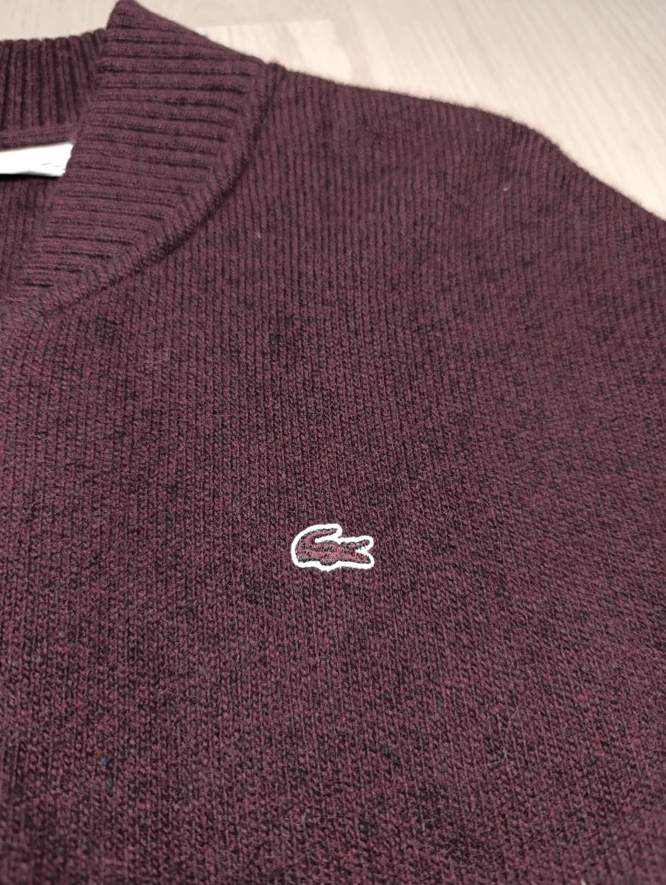 Long Lacoste Vest 100% Wool Bordeaux Zipped Embroidered Logo - S/M – photo 2